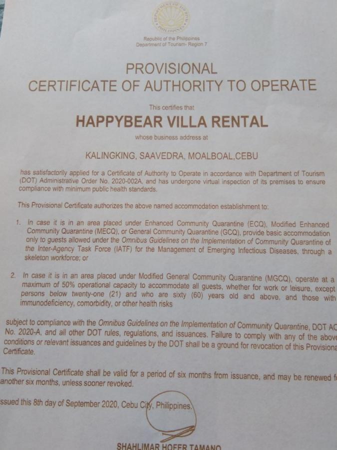 Happy Bear Moalboal Budget Rooms Екстер'єр фото
